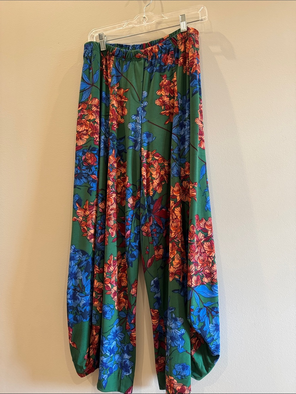 Green Floral Wide-Leg Palazzo Pants